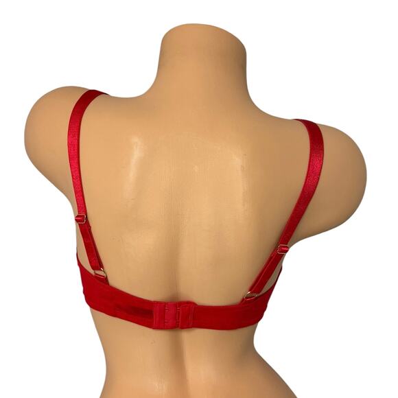 NWT! Frederick's of Hollywood Rozlyn Sheer Red Mesh and Stud Bra 34DD - Picture 4 of 5